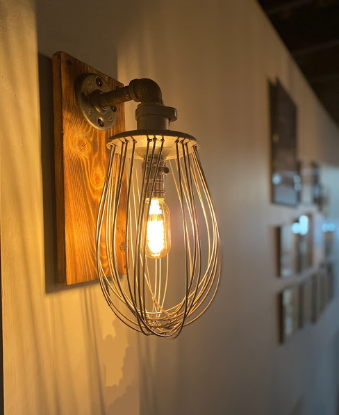 bryst brutalt Lima Industrial Bakery Whisk Wall Sconce with Vintage Edison Light Bulb